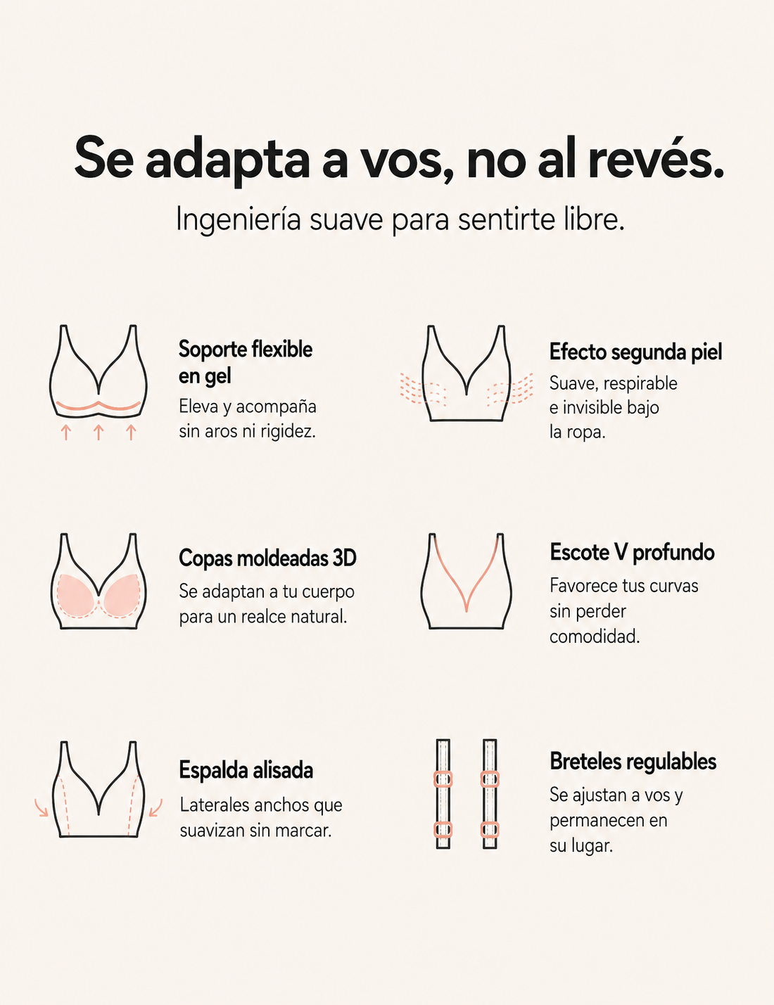 Corpiño Confy V sin costuras segunda piel ®