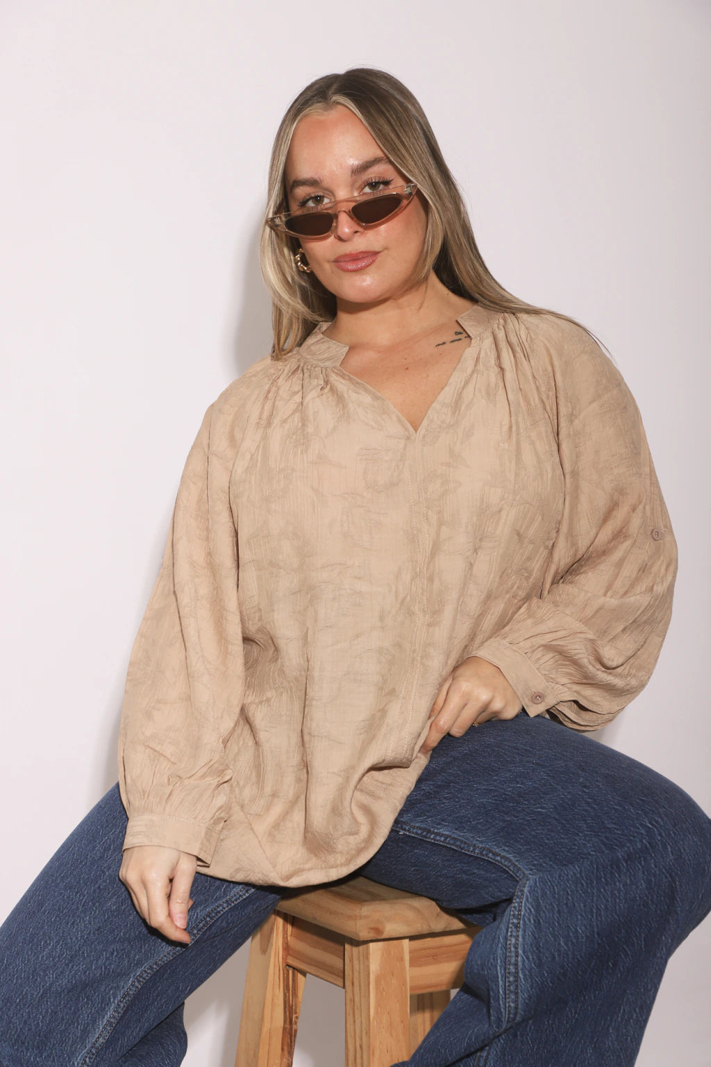Blusa Camisera Kinsale lino bordada